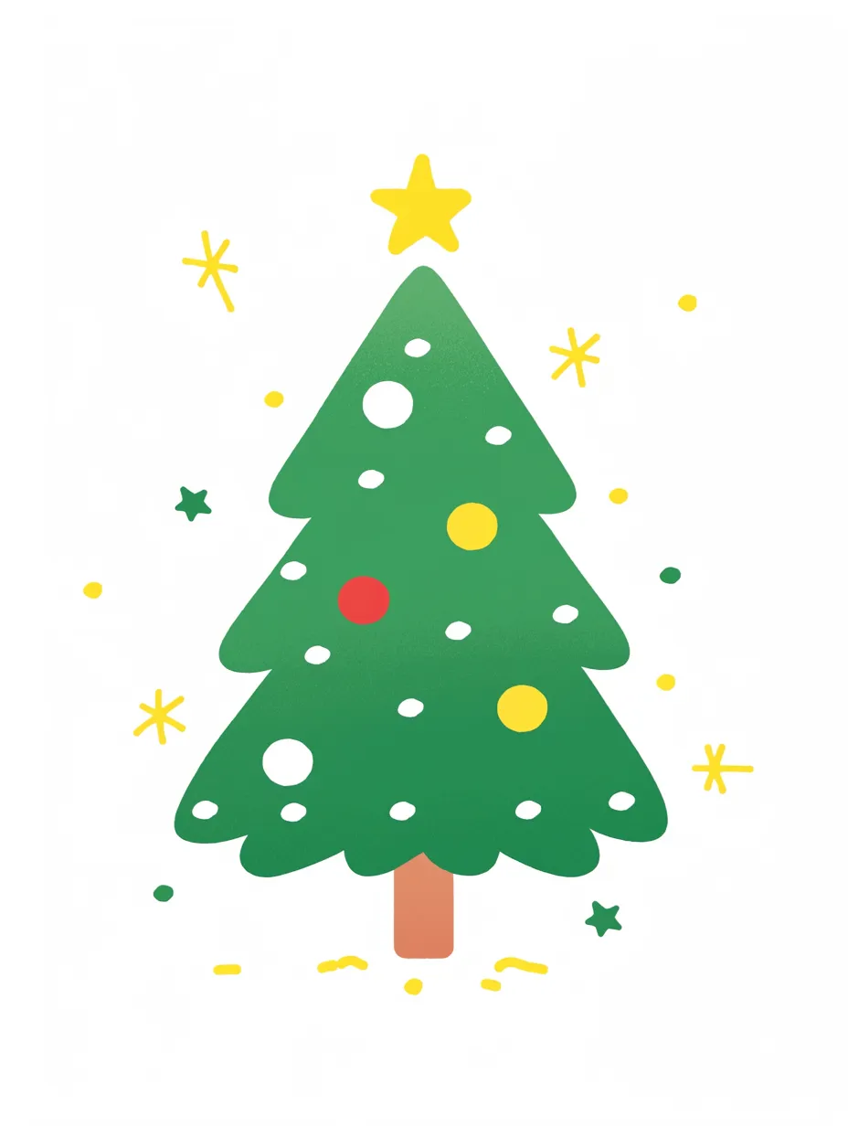 かわいいクリスマスツリーのミニマル表現｜シンプルな形状でまとめられたかわいいクリスマスツリーです。ポップな雰囲気があり、WEBバナーやパッケージに活用しやすい素材です。