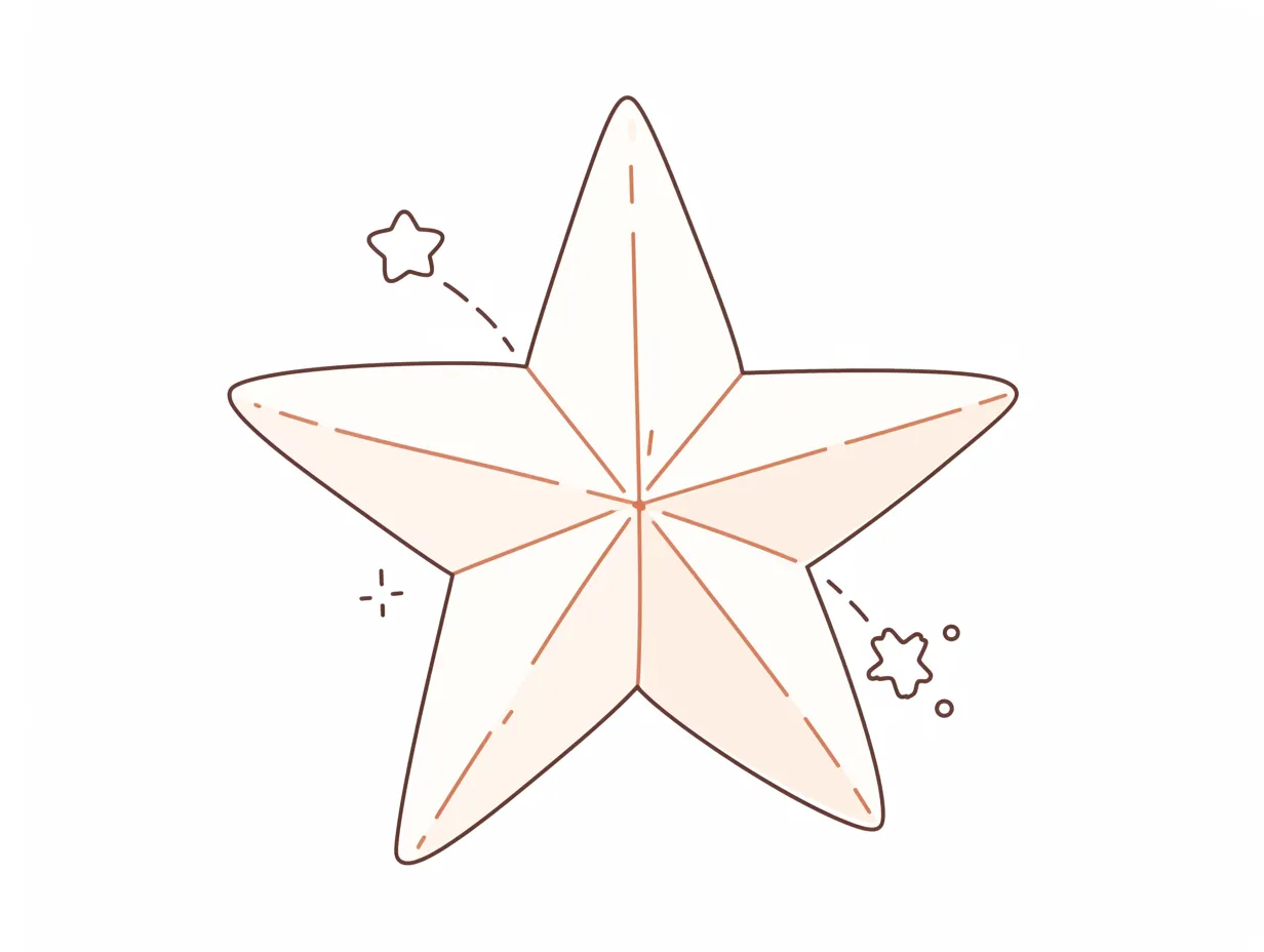 クリスマス星の立体ラインデザイン｜シンプルな線画で描かれた立体感のあるクリスマス星の素材です。ビジネス写真素材としても活用でき、デザイン全体に清潔感と上品さを与え、広告や商品イメージをすっきりと仕上げます。
