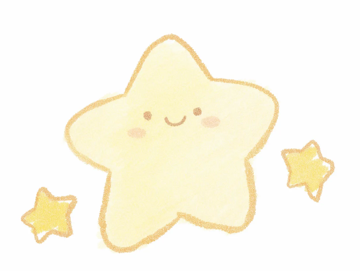 クリスマス星のかわいい表情デザイン｜笑顔の表情を加えたやさしい雰囲気のクリスマス星です。親しみやすさが強調され、子ども向けの商品広告や教育関連の素材としても幅広く活用できる写真素材です。