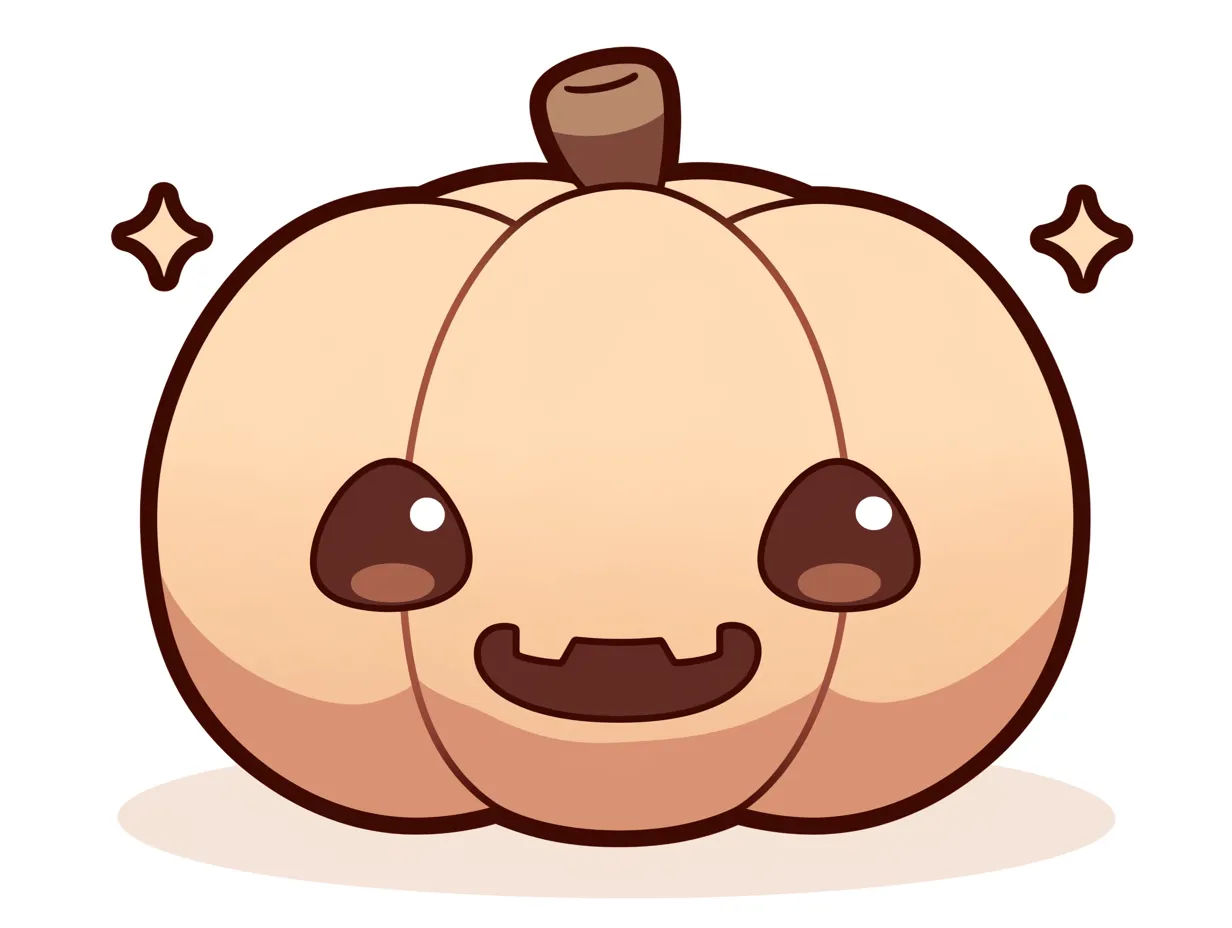 ハロウィン ジャック・オー・ランタン／つぶら目スマイルかぼちゃ｜つぶらな瞳とちいさな口元が愛らしい、デフォルメ調のジャック・オー・ランタン。ふっくら丸いフォルムとやさしい色合いで、癒し系の印象を与えます。