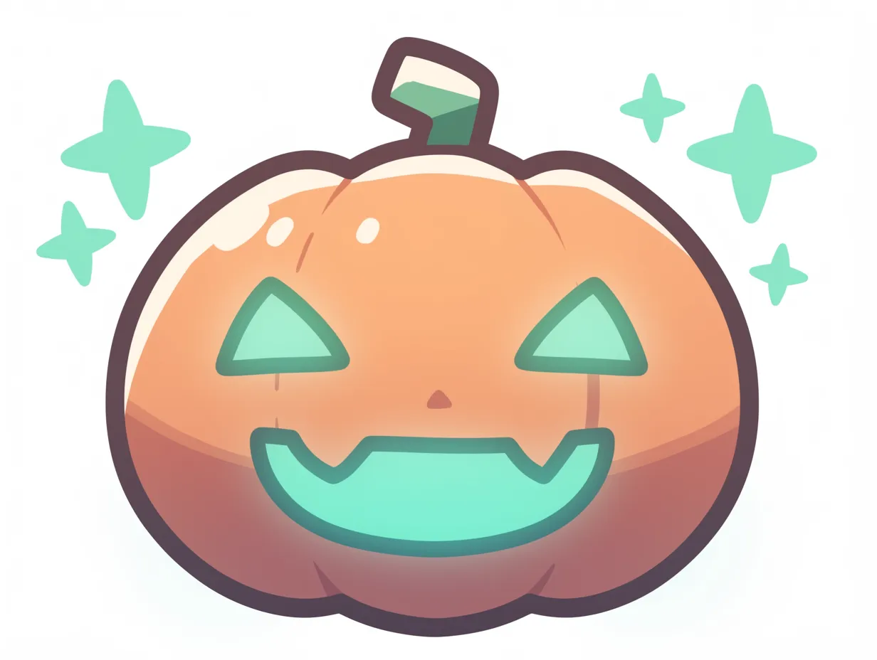 ハロウィン ジャック・オー・ランタン／エメラルド発光スマイル｜目と口がエメラルドグリーンに光る、幻想的なジャック・オー・ランタン。まろやかな形と配色で、柔らかくも印象深いアクセントになります。