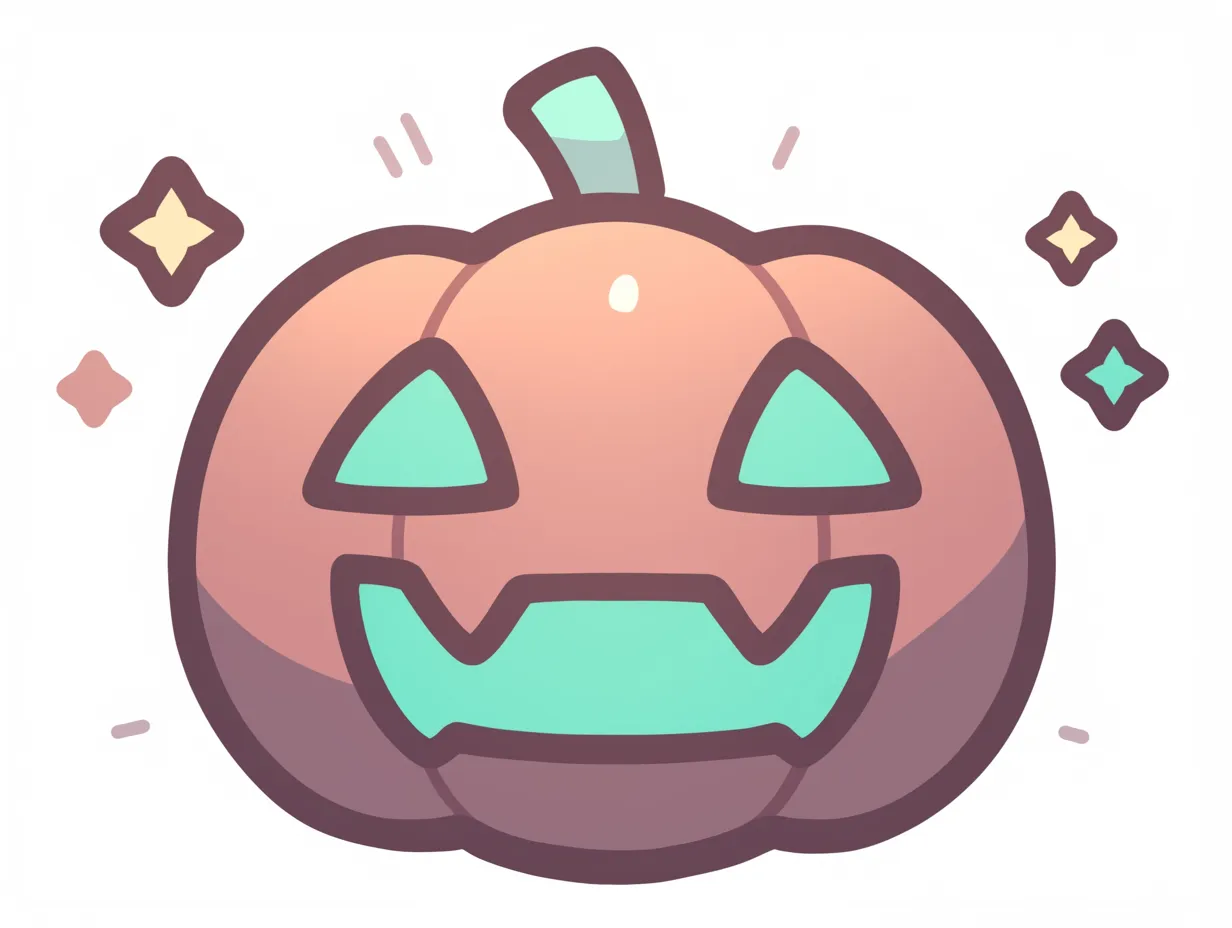 ハロウィン ジャック・オー・ランタン／ふっくら丸型の発光ランタン｜ふっくらとしたフォルムにくっきり縁取りされた顔が光り、シンプルながら存在感のある構成に。パステル調の星飾りもアクセントとして活躍します。