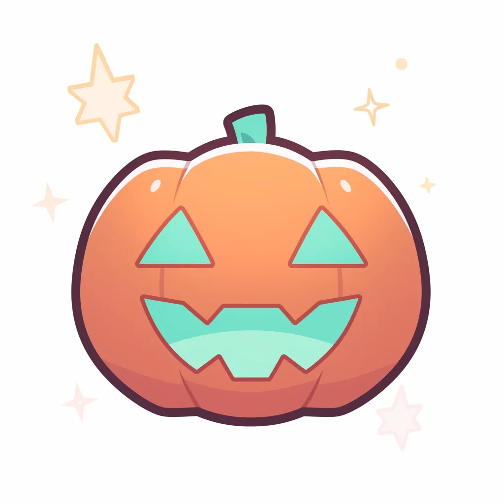 ハロウィンランタンと三角目スマイルかぼちゃ｜ミントグリーンの三角目とギザギザスマイルが特徴的な、アイコン風のハロウィンランタン。淡い背景と丸みのあるフォルムで、優しくファンシーな雰囲気に仕上げられている。