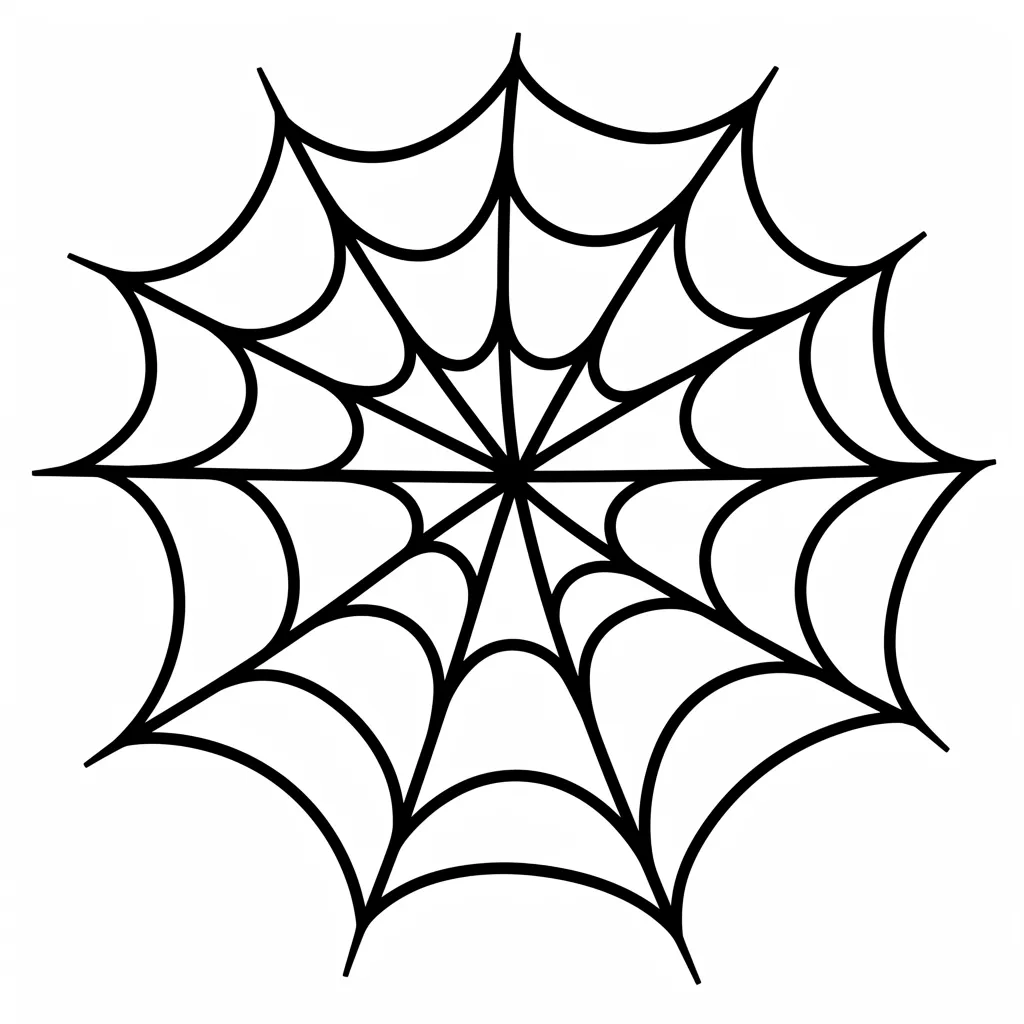 ハロウィン蜘蛛の巣と空の中心円形｜蜘蛛が不在の幾何学的な網目構造が特徴のハロウィン蜘蛛の巣。視線を中央に誘導する構成で、シンボルとしての使い勝手が高いスタイル。