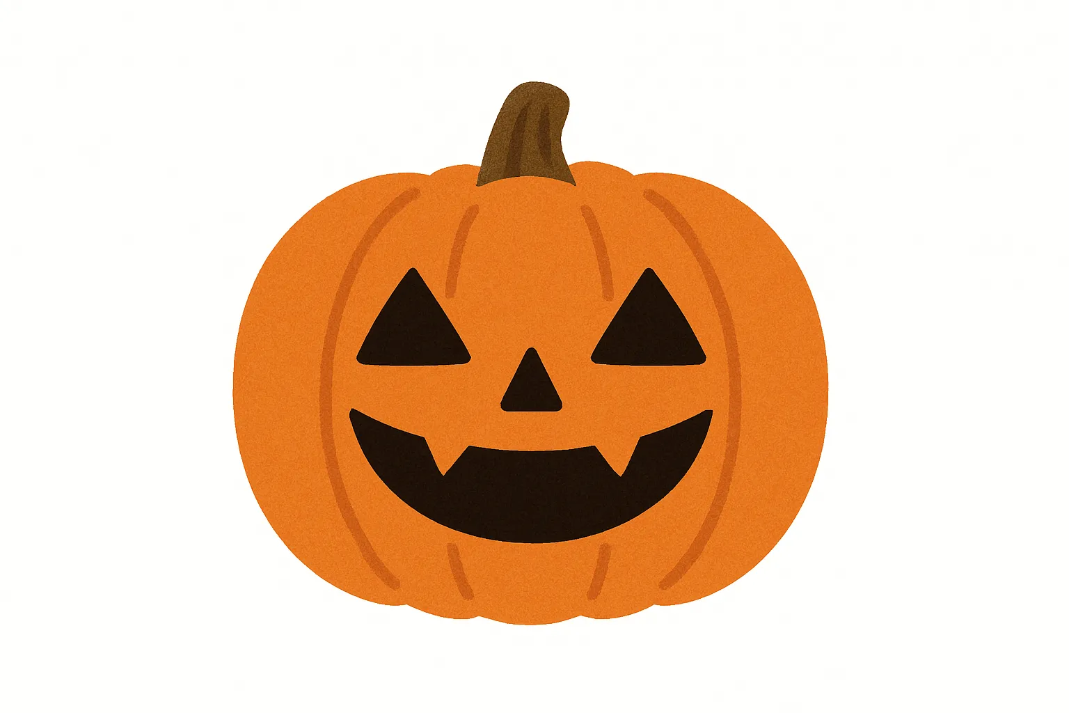 ハロウィン顔／立体パンプキン笑顔｜立体的なカボチャに黒くくり抜かれた顔が施された、リアル感と親しみやすさを併せ持つデザイン。温もりのあるテクスチャと丸みで優しい雰囲気を表現。