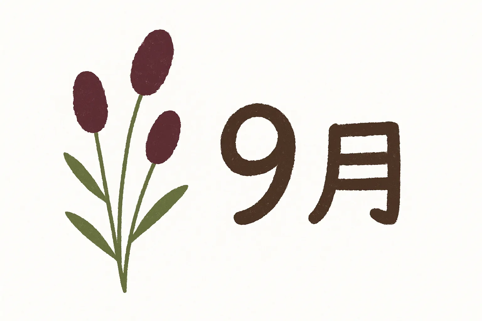 9月花×吾亦紅の静けさと渋み｜こっくりとした色味の吾亦紅が主役の9月花イラスト。柔らかな質感と余白の取り方が絶妙で、秋の深まりと共に訪れる静けさを伝えてくれる。