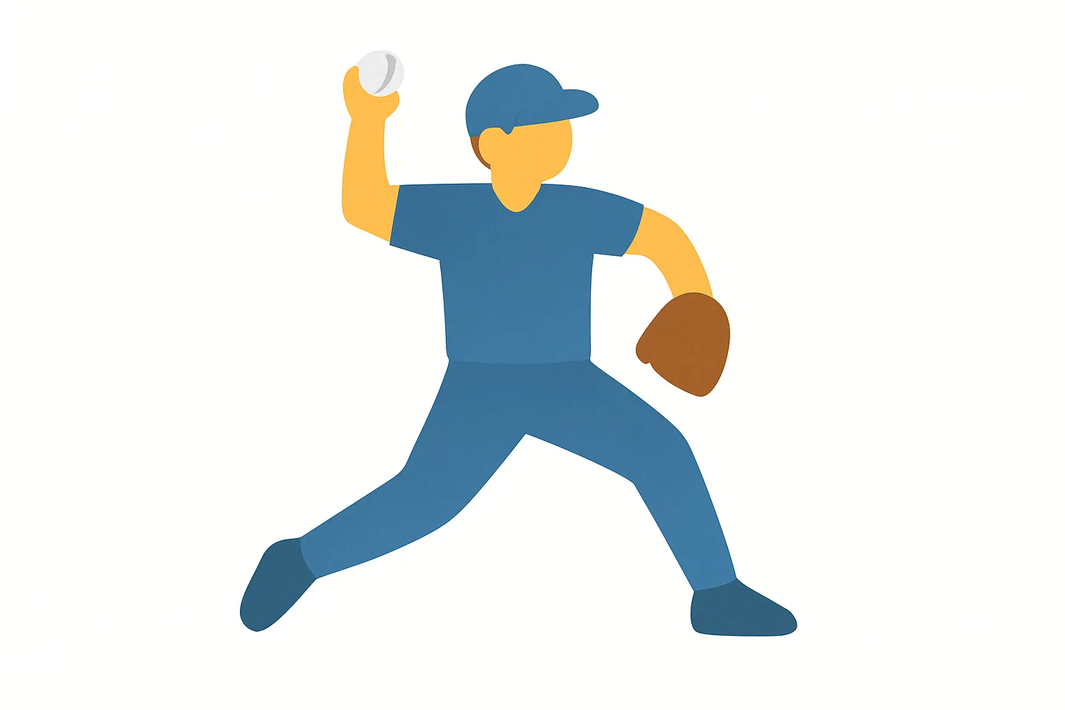 シンプルデザインの野球選手｜白背景に映える野球選手を、シルエットと動きで象徴的に表現。ピッチングや打撃の構えを簡略化し、力強さと整ったバランスを両立させました。<br>