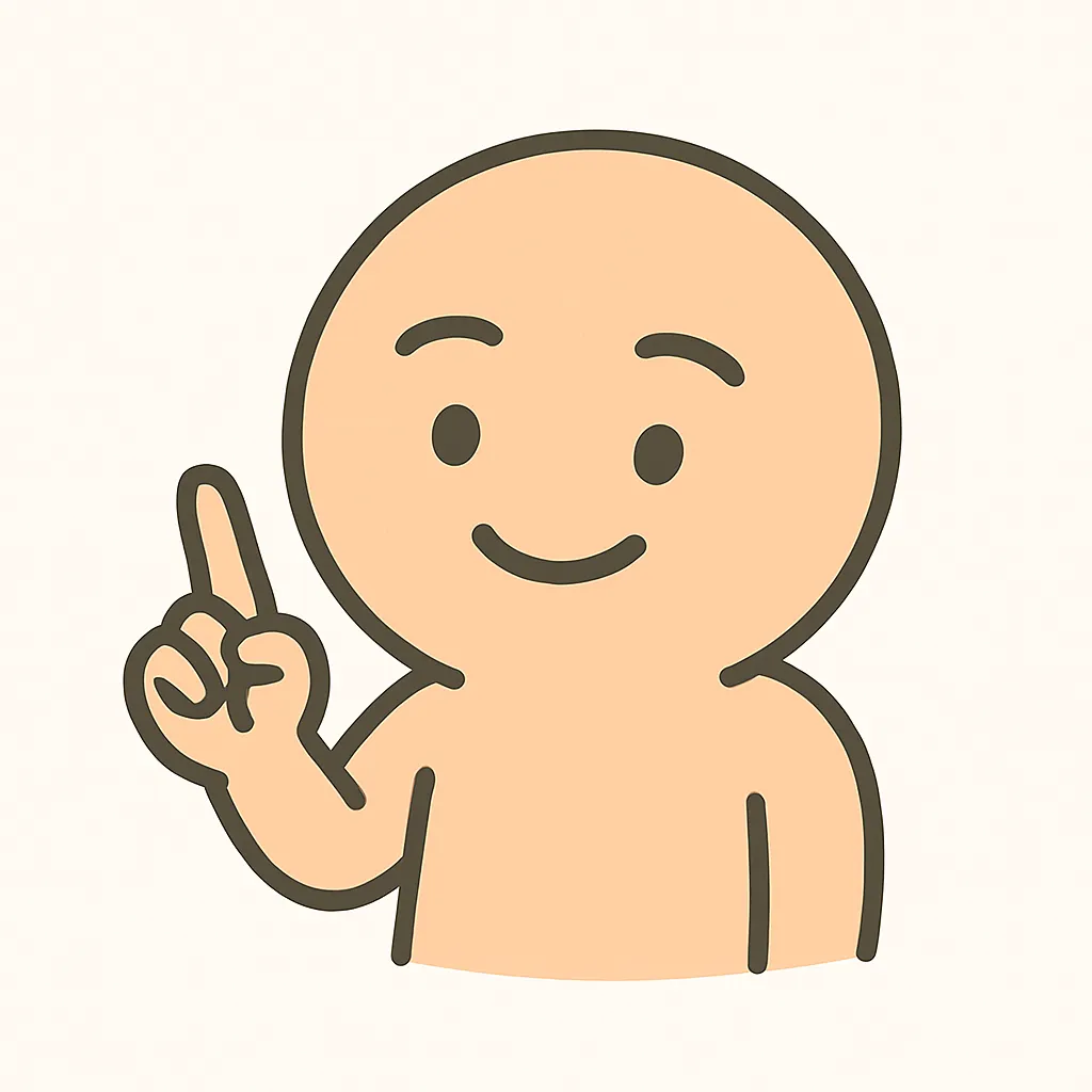 顔文字 それなポーズ｜人差し指を立てて「それな感」を伝える決めポーズ。表情は静かな自信と親しみを兼ねており、(・∀・)b に近いノリで共感を一発で可視化できるのが強みです。