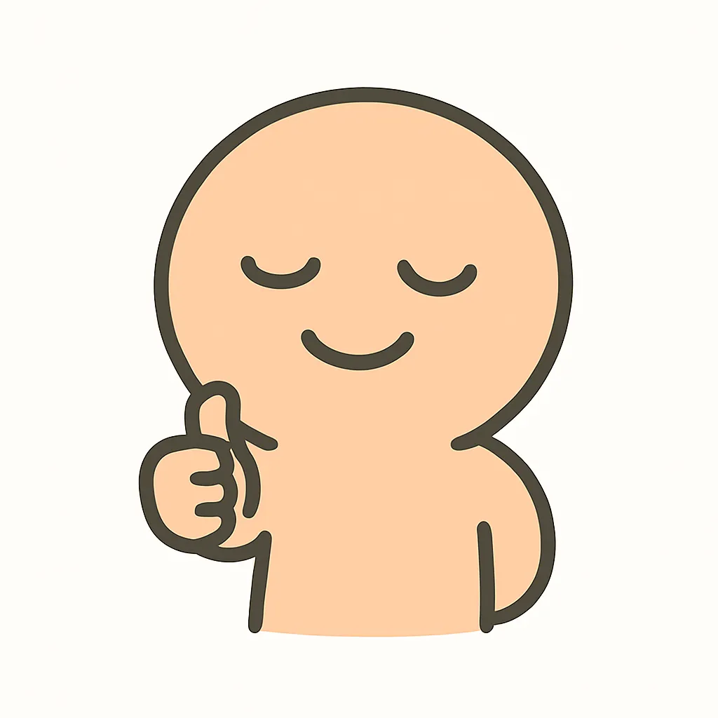 顔文字うんうん｜「( ˘︶˘).｡oO(うんうん)」のように、目を閉じて穏やかに頷く雰囲気。手を小さく添えるだけでも、納得感や同意が表現できる。