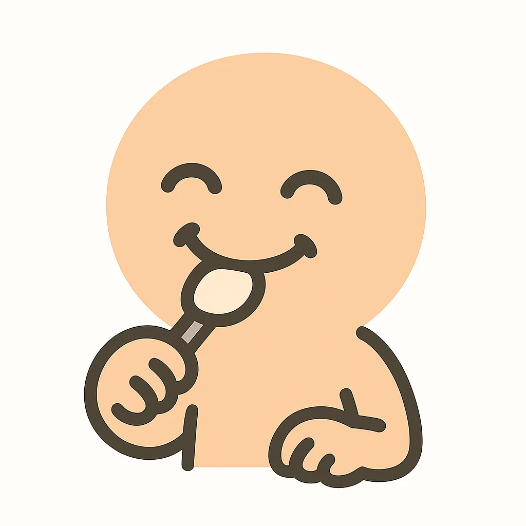 顔文字食べる｜「(＾～＾)」や「(๑´ㅂ`๑)」のように、にっこり笑いながら食べ物を口元に運ぶしぐさで幸福感を演出