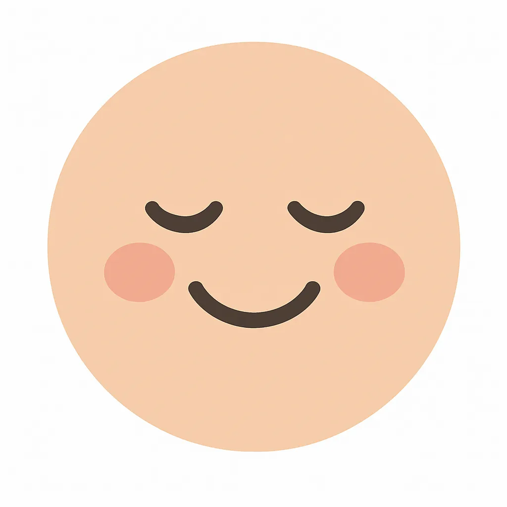 顔文字ふふふ｜目を細めて微笑む様子に、ちょっと得意げな雰囲気を漂わせる表情。口元のゆるいカーブがポイント。