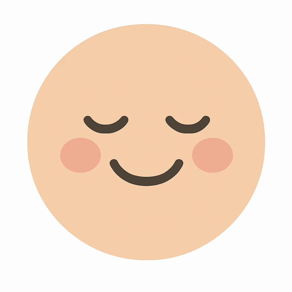 顔文字うふふ｜優しく微笑む目と口元で、柔らかく包み込むようなやさしさを表現。ほっぺの赤みがほんのりアクセント。