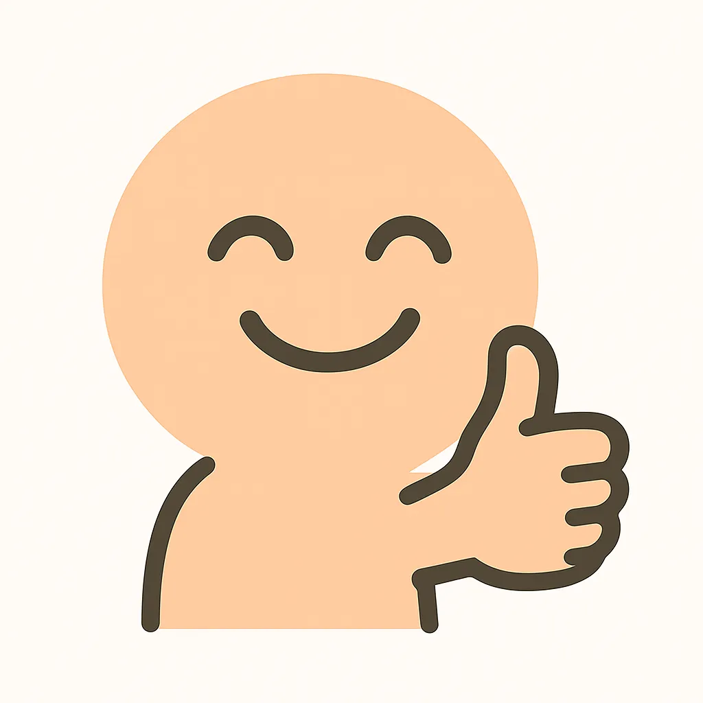 顔文字いいね｜「(๑•̀ㅂ•́)و✧」や「(b'v｀*)b」風に、親指を立てた"いいね"サインを白抜きで表現。笑顔＋片手を横に出す構図がベスト。