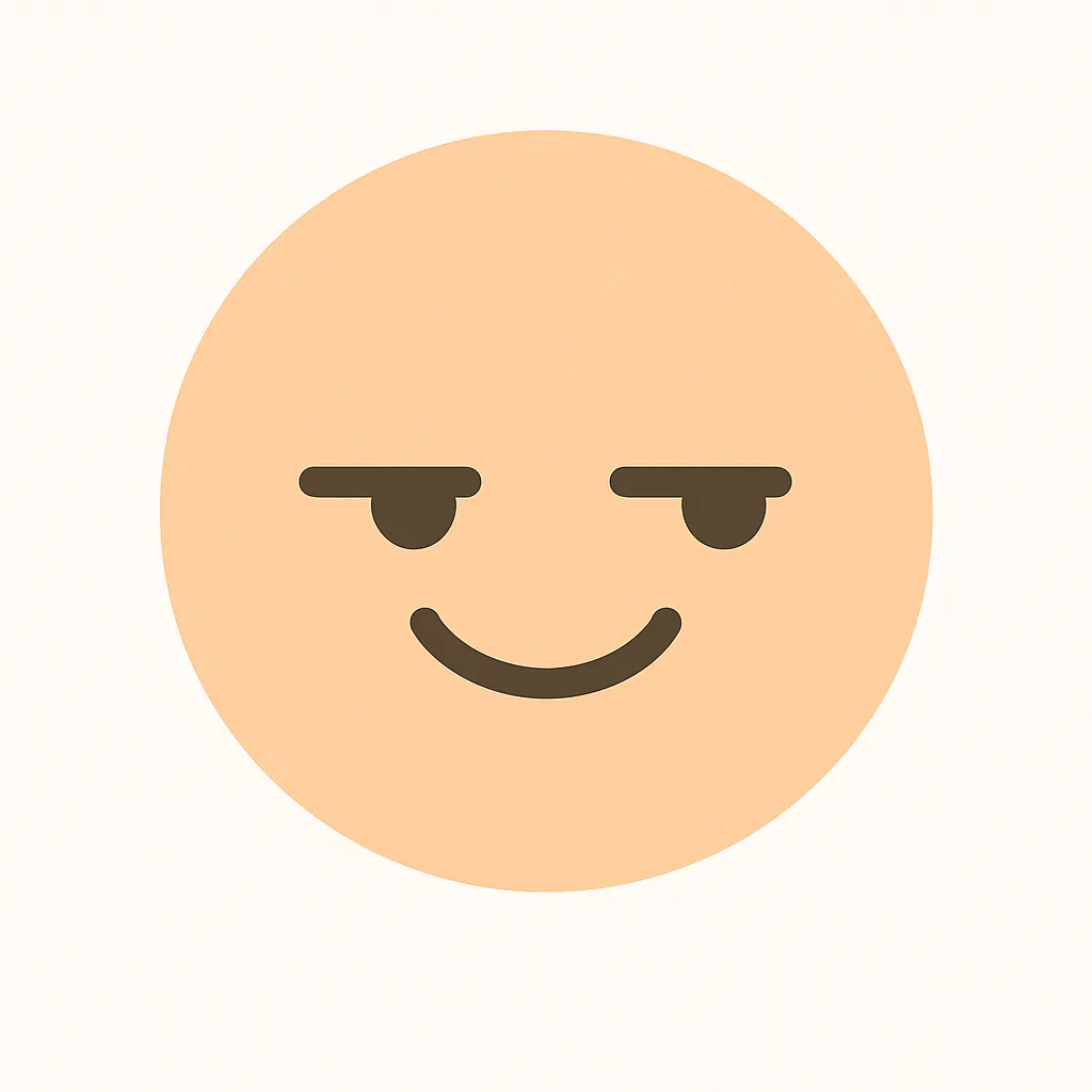 顔文字ドヤ顔｜「(￣ー￣)」や「( ･´ｰ･｀)」風に、どこか誇らしげなニヤリ顔を白抜きで再現。半目＆ゆるい口元でドヤ感を強調。