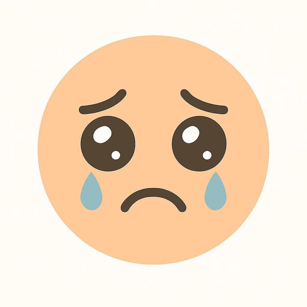 顔文字ウルウル｜「(っω｀-。)」や「(´；ω；｀)」のように、目に涙をためて今にもこぼれそうな表情を白抜きで表現。うるっとした目元がポイント。