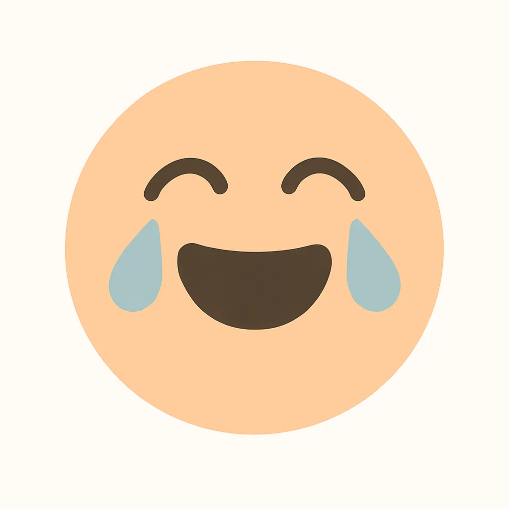 顔文字嬉し泣き｜「(；∀；)」や「( ´；ω；` )」風に、にっこり笑顔＋涙を流す複雑な感情を白抜きで表現。感動・共感・ありがとう系にも使える。