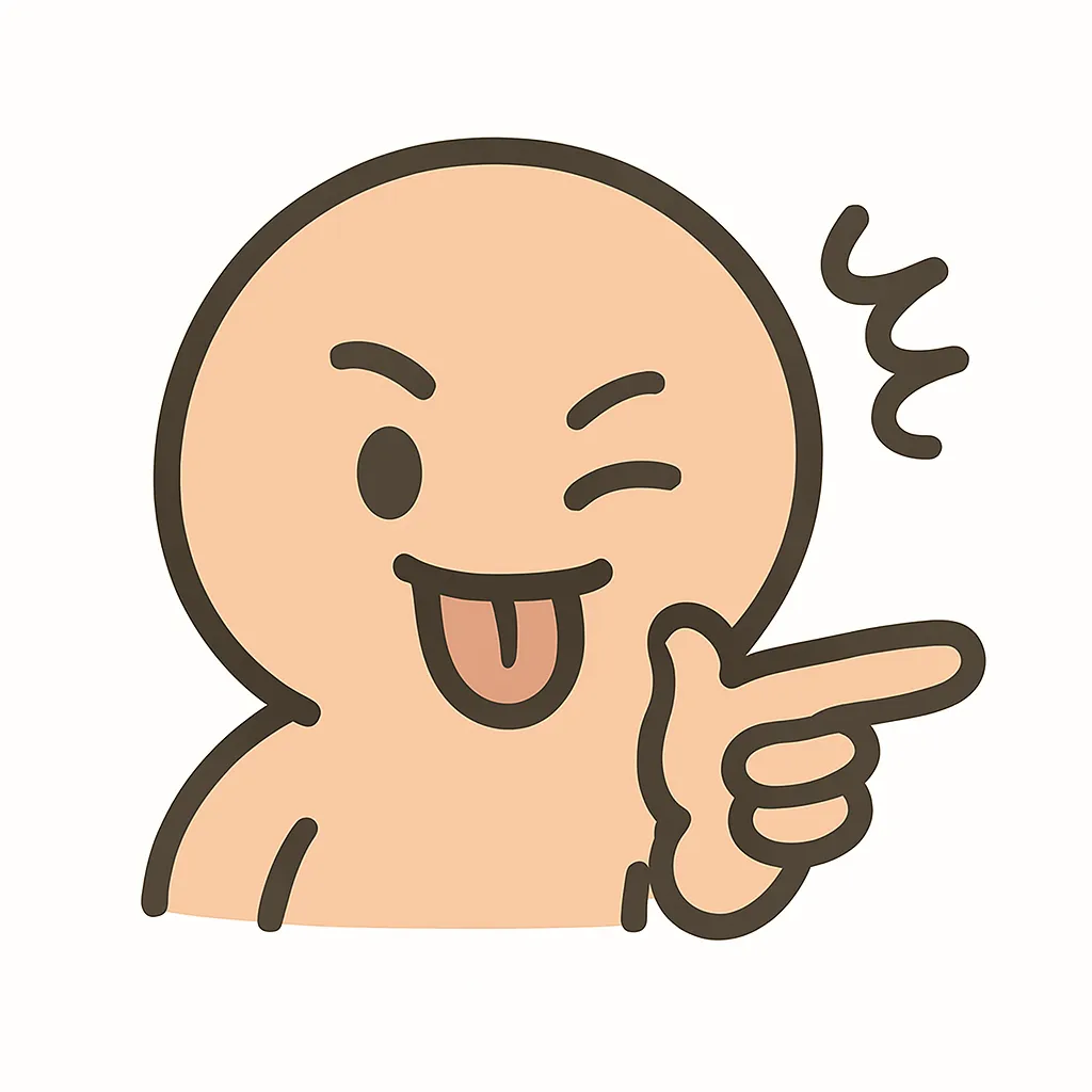 顔文字煽り｜「(・∀・)ﾆﾔﾆﾔ」や「(☝︎ ՞ਊ ՞)☝︎」のように、ウインク＋舌出し＋指差しでからかい感を表現。顔の横に「ぐるぐる」や「ぷぷっ」的な記号を添えるとさらに煽り感UP。
