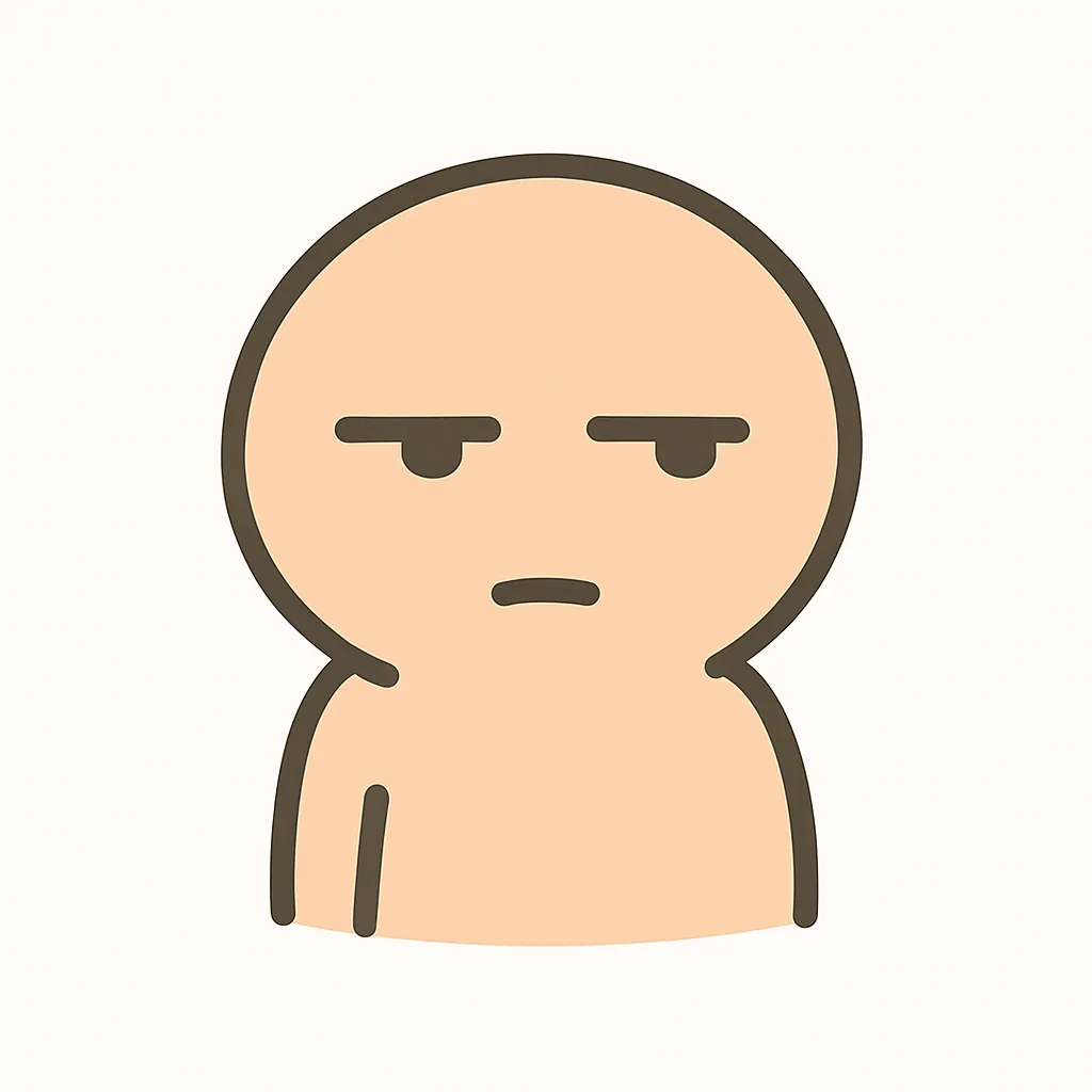 顔文字｜遠い目のキャラクター｜どこか虚空を見つめるような目線とわずかに下がった口元が、静かな諦めを感じさせる顔文字風デザイン。極限まで削ぎ落とした構成で余韻を残します。ASCIIアート： ( －_－)