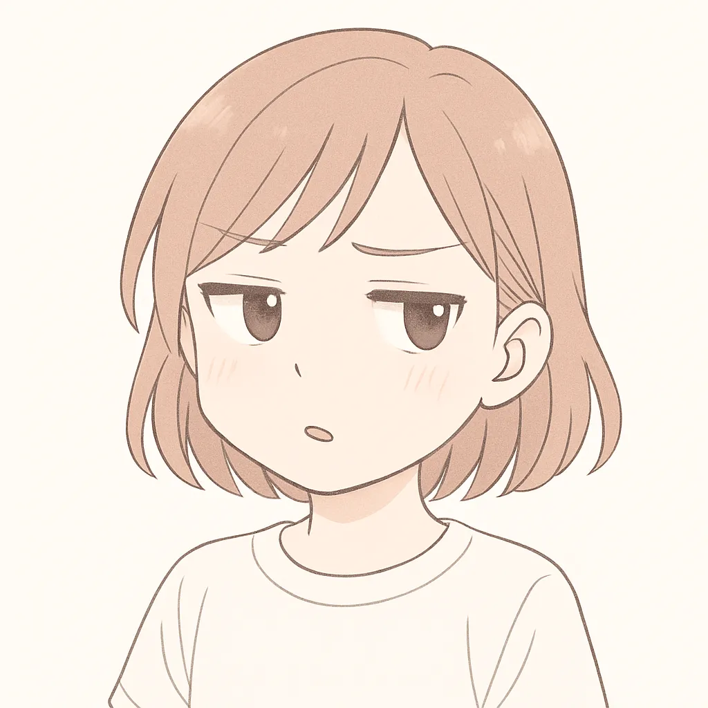 顔文字ふーんな女の子｜淡いトーンの中にふーんとした無関心さを感じさせる表情が映える一枚。絶妙な口元が印象的。(¬_¬)