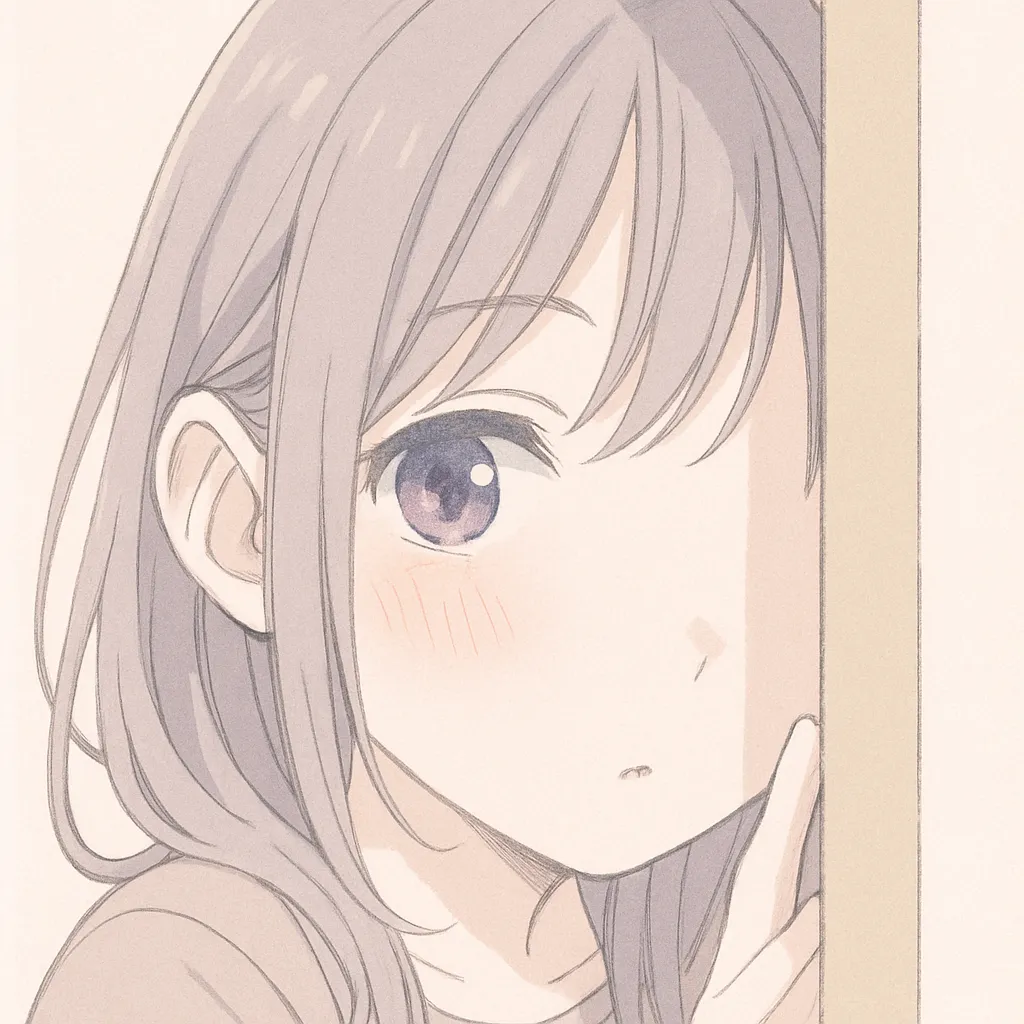 こっそり顔文字｜ひそひそと気配を消して、でもこっそり様子をうかがっているような空気感を表現しました。|ω・`) のような奥ゆかしい顔文字を、ふんわりとした髪とチークでやさしく包み込みました。