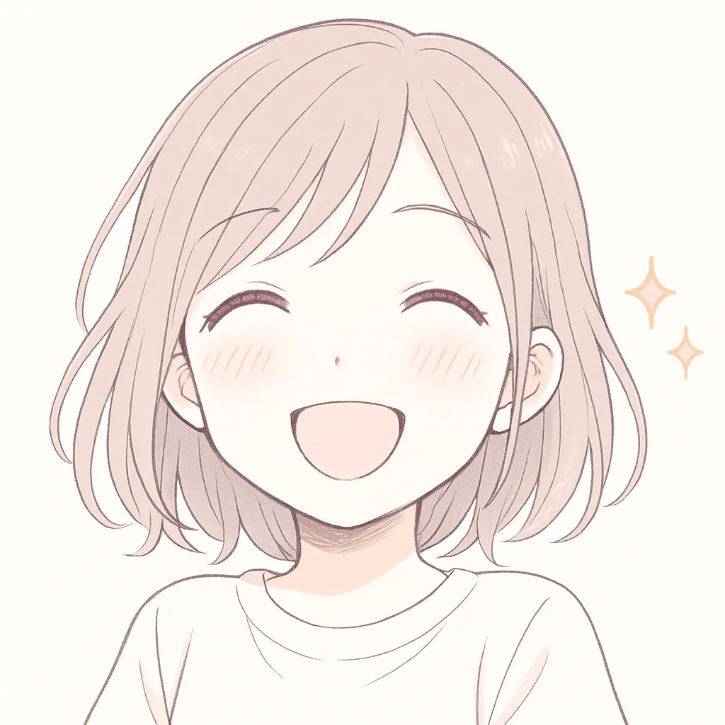顔文字嬉しそうな女の子 (^o^)｜嬉しい気持ちを全開にした笑顔の女の子。口元が大きく開かれた表情が、喜びをそのまま伝えてくれる明るいアートスタイルです。参考AA：(^o^)