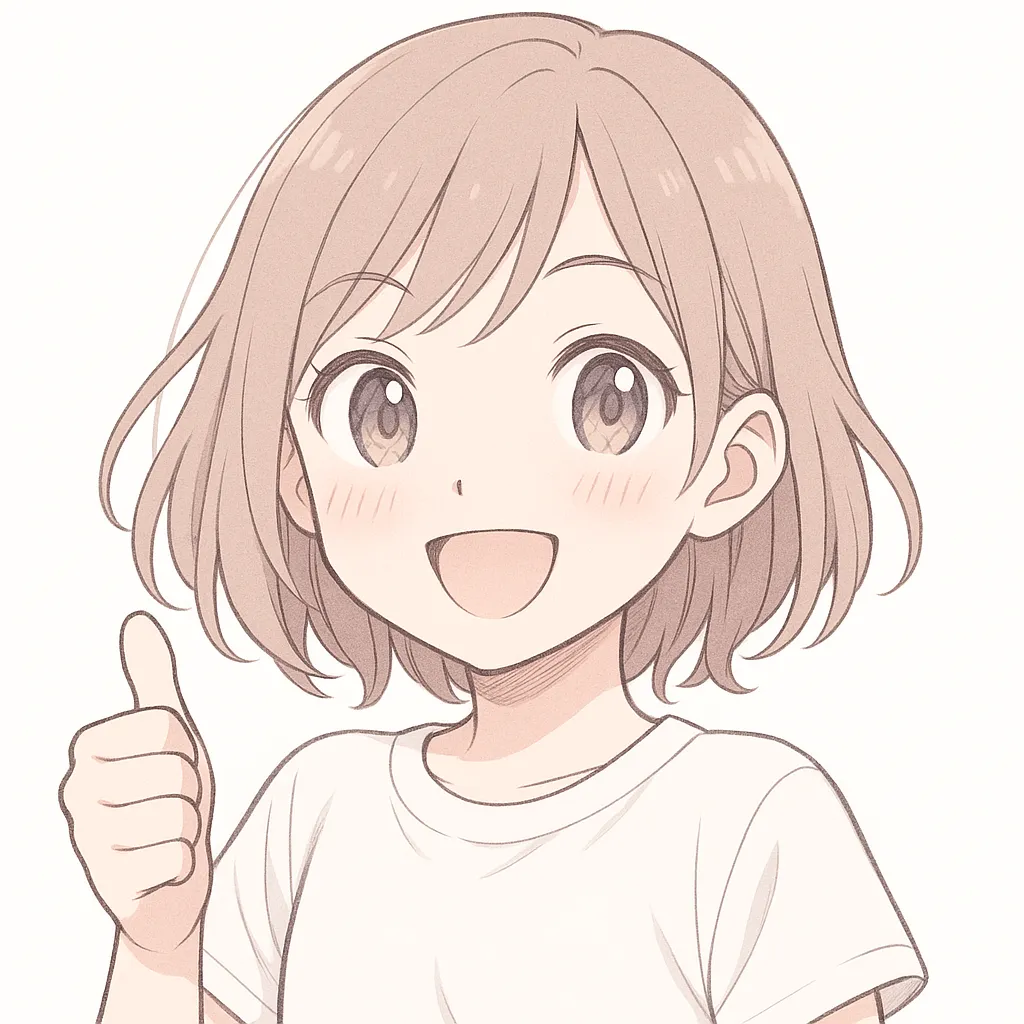 顔文字いいね女子｜柔らかな線と淡い色調で描かれた女の子が、いいねのポーズでこちらに元気を届けてくれる。うふふとした雰囲気が漂うイラスト。 ( ´∀｀)