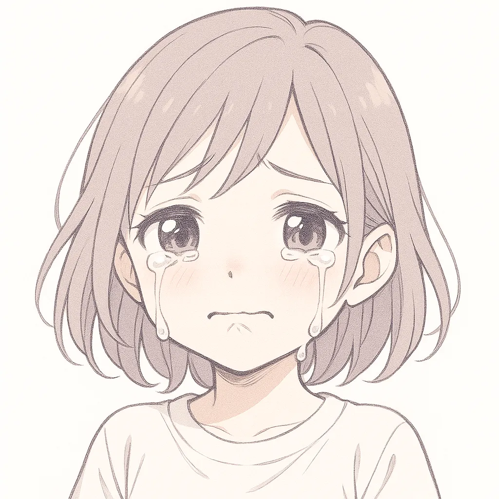 顔文字泣く女子｜大粒の涙をこぼしながら悲しみに耐える女の子の表情が心を打つ。プギャーと笑えないくらい切ない表情。 (；∀；)