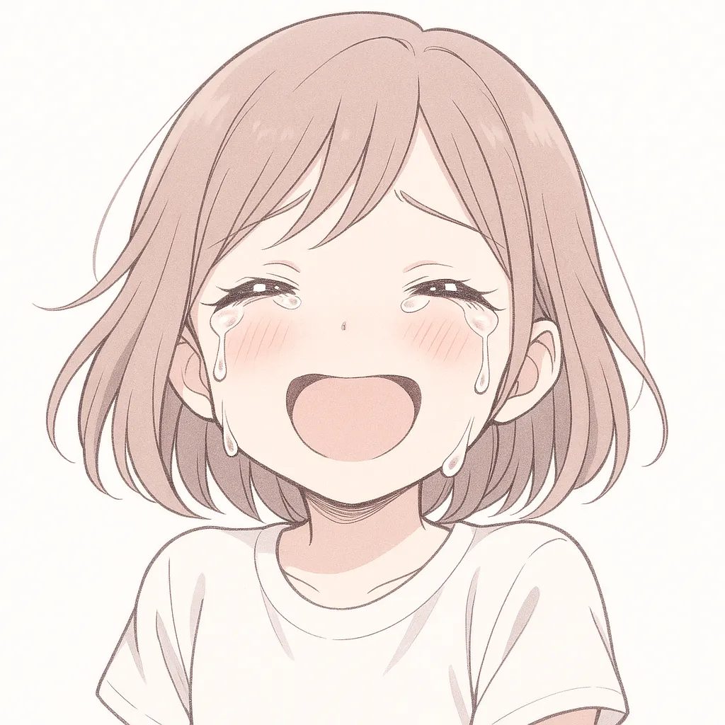 顔文字嬉し泣き女子｜感情があふれて思わず嬉し泣きする姿が愛らしい。喜ぶ気持ちが涙になって伝わるあたたかいタッチ。 (*´；ェ；`*)