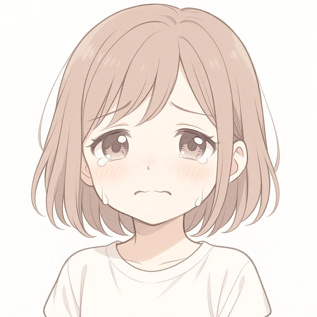 顔文字悔しい女子｜唇をかみしめるような悔しさにじむ表情。ドキドキした期待が裏切られたような切なさが描かれている。 (๑•́ ︿ •̀๑)