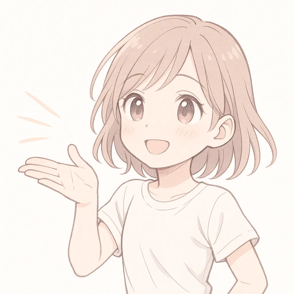 顔文字ポイ女子｜手を軽く振って挨拶やバイバイをするような構図。うふふとした柔らかな雰囲気がほのぼのと広がる。 ( ´ ▽ ` )ﾉ