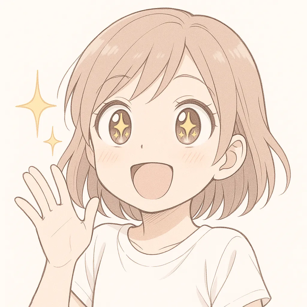 顔文字すごい女子｜目をキラキラ輝かせて手を振る姿が、素直なすごいの感動を伝える。うふふとした空気も含んだ元気な表情。 ☆*:.｡. o(≧▽≦)o .｡.:*☆