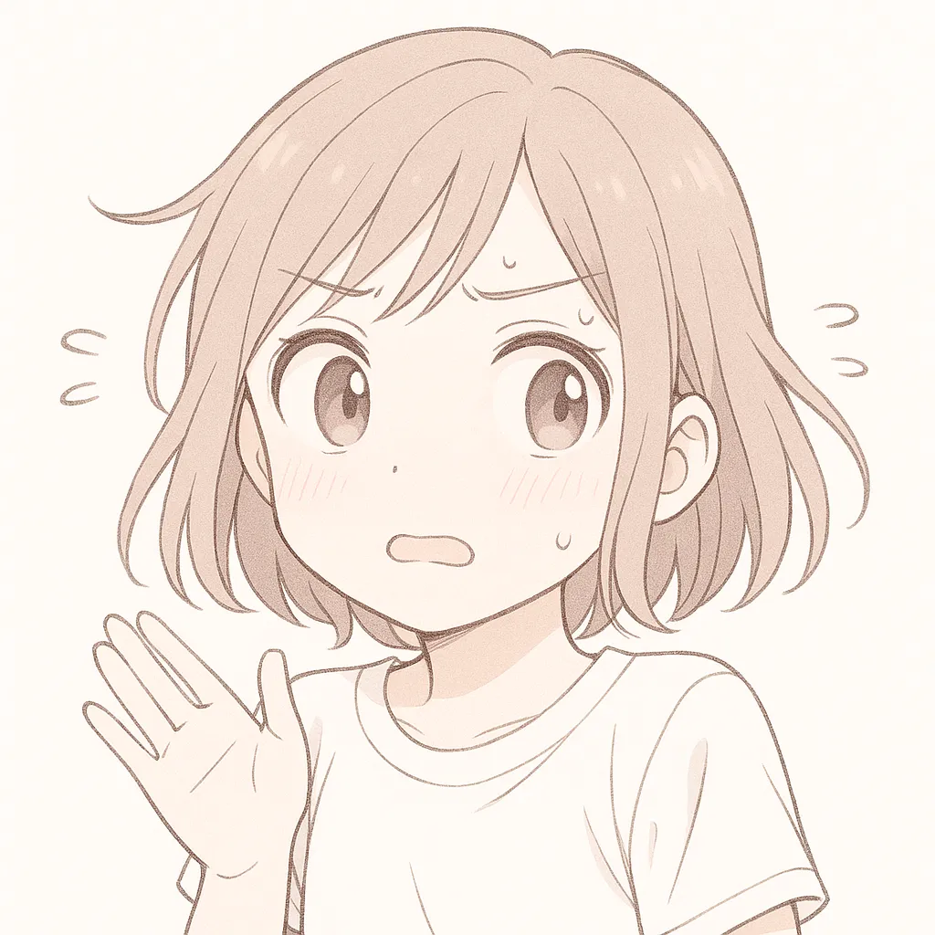 キョロキョロ顔文字の女の子｜あたりをキョロキョロと見渡しているようなポーズの女の子。落ち着かない様子と視線の動きが、キョロキョロした雰囲気を際立たせている。(・д・≡・д・)