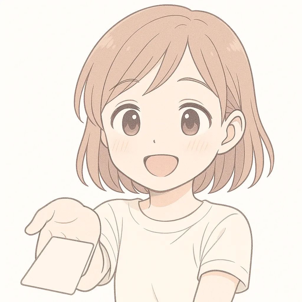あげる顔文字の女の子｜何かを手渡すように差し出すポーズで、あげる気持ちを素直に表現。にっこり笑った顔が、あげるという行為の親しみを伝える。(・ω・)つ