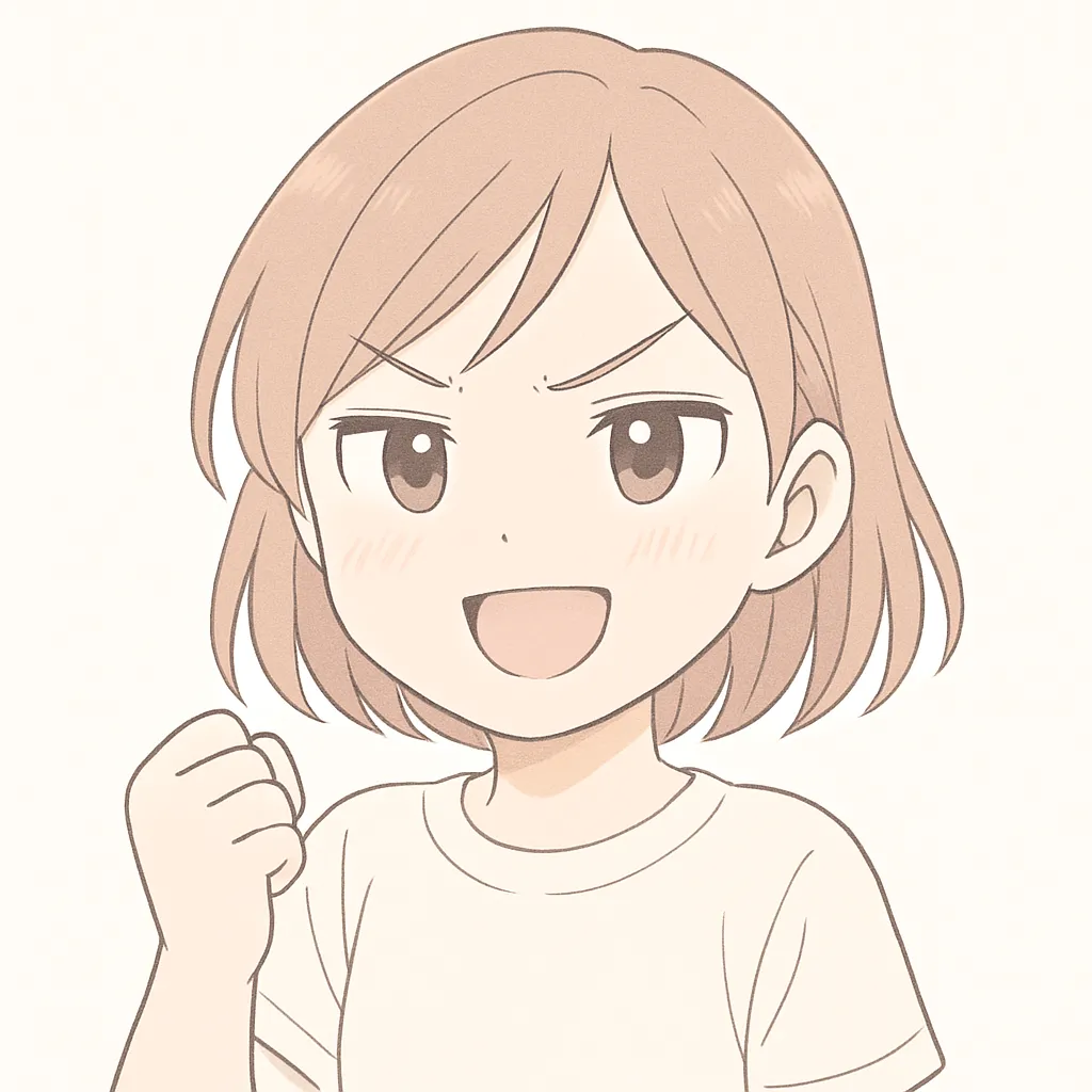 それな顔文字の女の子｜片手を握りしめてうなずくようなポーズで、それなと共感する様子を描写。ドヤ顔気味の表情が、それなの強い同意感を引き立てる。(｀・∀・´)