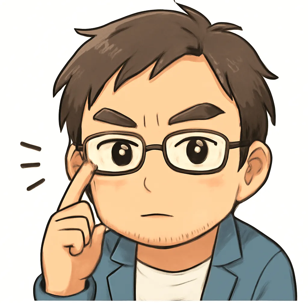 じーおじさん（顔文字：(¬_¬)）｜眼鏡を押し上げてまっすぐ見つめるじーおじさんのアスキーアート風イラスト。真剣で観察力のある雰囲気が、ツッコミやチェック用途に合うクールなデザインです。(¬_¬)