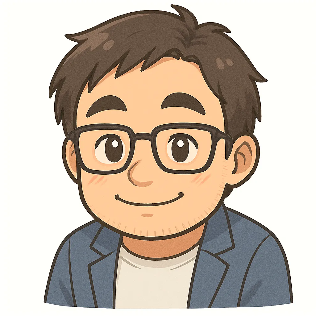 メガネおじさん（＾∇＾）｜メガネをかけたおじさんは知的で穏やかな雰囲気。やさしい笑顔が安心感を与えるモチーフです。参考：（＾∇＾）