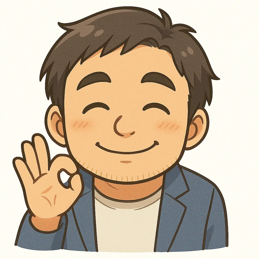 了解おじさん（顔文字：(｀・∀・´)b）｜にっこり笑ってOKポーズを決める了解おじさん。明るく信頼感のあるリアクションで、やりとりを楽しく彩ります。参考：(｀・∀・´)b