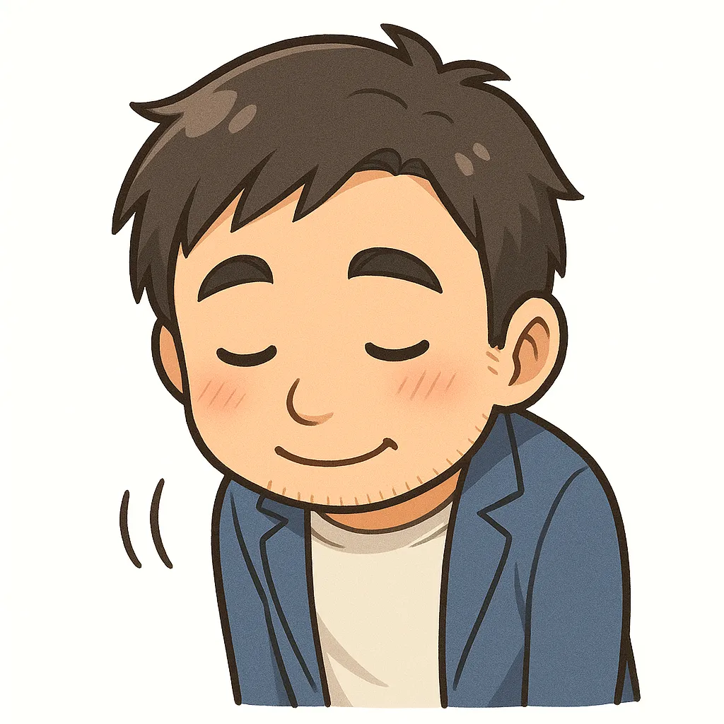ぺこりおじさん（顔文字：(*_ _)）｜軽く頭を下げてお辞儀するぺこりおじさん。丁寧で控えめな態度が、相手への敬意をやさしく伝えます。参考：(*_ _)