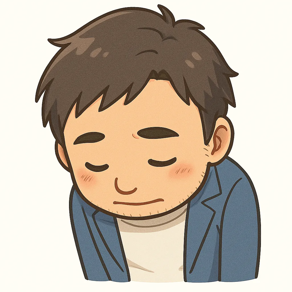 お辞儀おじさん（顔文字：m(_ _)m）｜深々と頭を下げるお辞儀おじさん。誠意のこもった謝意や感謝を伝えたいときにぴったりの表現です。参考：m(_ _)m