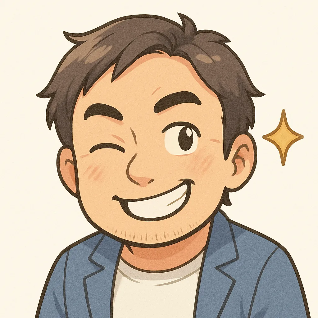 ウインクおじさん（顔文字：(｀・ω・´)b）｜片目をつぶって歯を見せる笑顔が印象的なウインクの表現。ポップな輝きのエフェクトがアクセントとなり、自信や遊び心を感じさせるデザインに仕上がっています。参考：(｀・ω・´)b