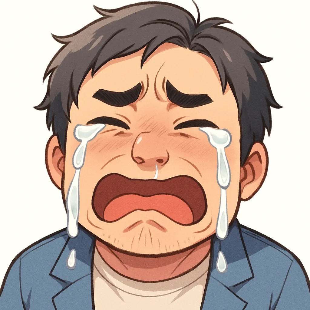 号泣おじさん（顔文字：｡･ﾟ･(ﾉД`)･ﾟ･｡）｜声をあげて大泣きする号泣おじさん。感情が爆発した表情が、画面越しにも伝わってくる迫力。参考：｡･ﾟ･(ﾉД`)･ﾟ･｡