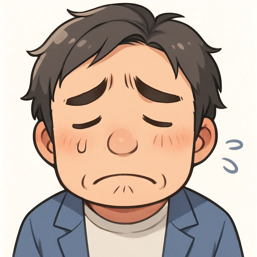 悲しいおじさん（顔文字：(´・ω・｀)）｜うなだれた姿に切なさがにじむ悲しいおじさん。ぽつんとした雰囲気と表情に、共感を誘われる。参考：(´・ω・｀)