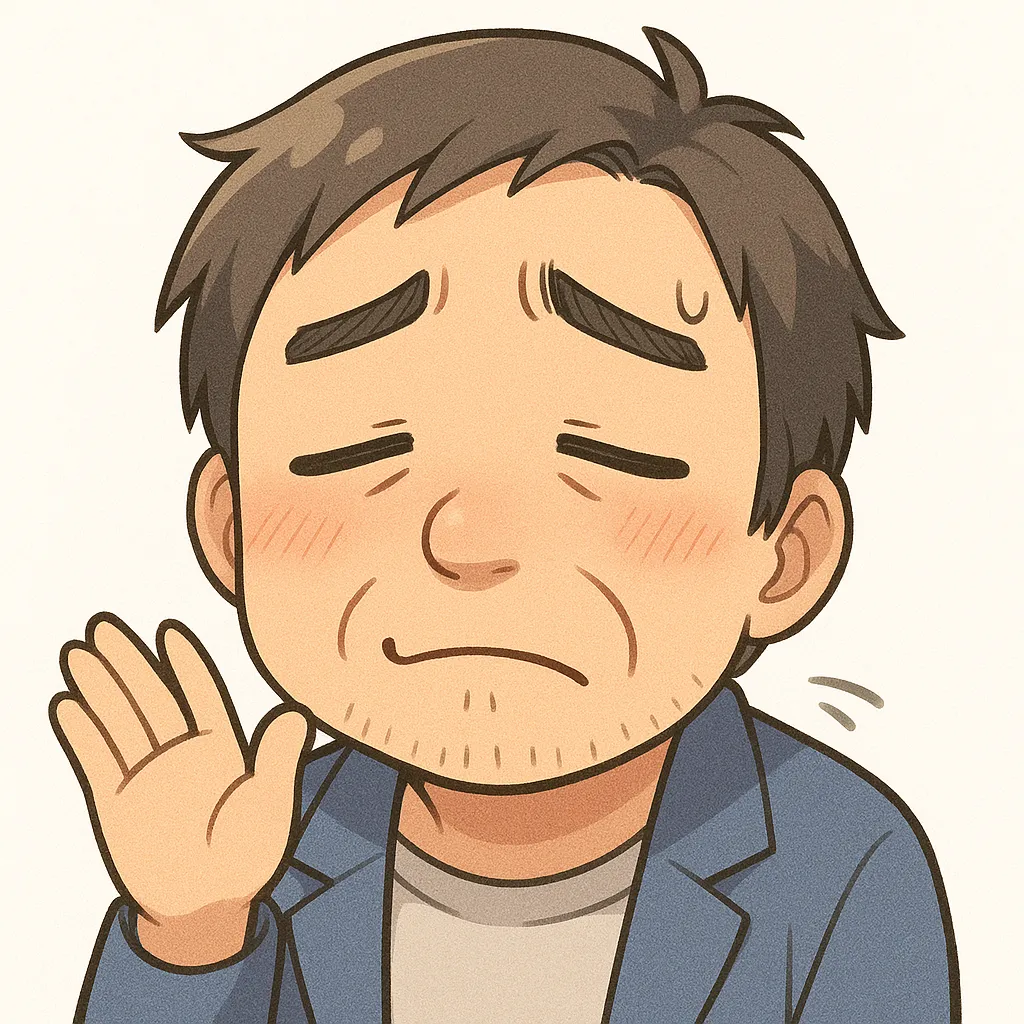ほっおじさん（顔文字：(´ー｀)）｜力を抜いたような表情のほっおじさん。一息ついた瞬間の安心感とやわらかさが魅力。参考：(´ー｀)