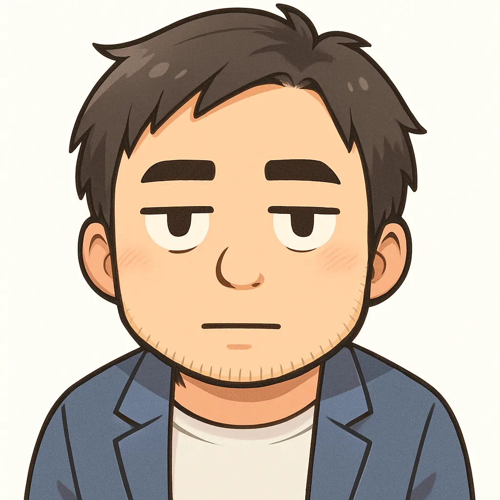 真顔おじさん（・_・）｜真顔のモチーフで感情を隠したおじさん。落ち着いた表情と淡々とした雰囲気が、静かな共感を誘います。参考：（・_・）