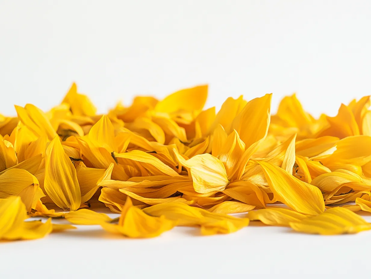 ひまわり花びらの陽だまり｜無数のひまわり花びらを使用したスタジオ撮影画像。黄金色のグラデーションが広がり、明るくあたたかな雰囲気を映し出します。