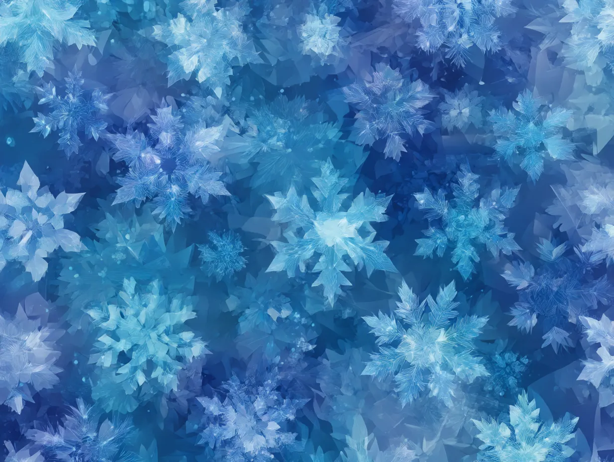 かっこいい柄の雪結晶パターン｜幾重にも重なる雪の結晶が淡い光をまとうように輝く幻想的な柄。心を閉ざした過去が凍ったまま残されているかのような切なさと美しさが同居したかっこいい柄になっています。