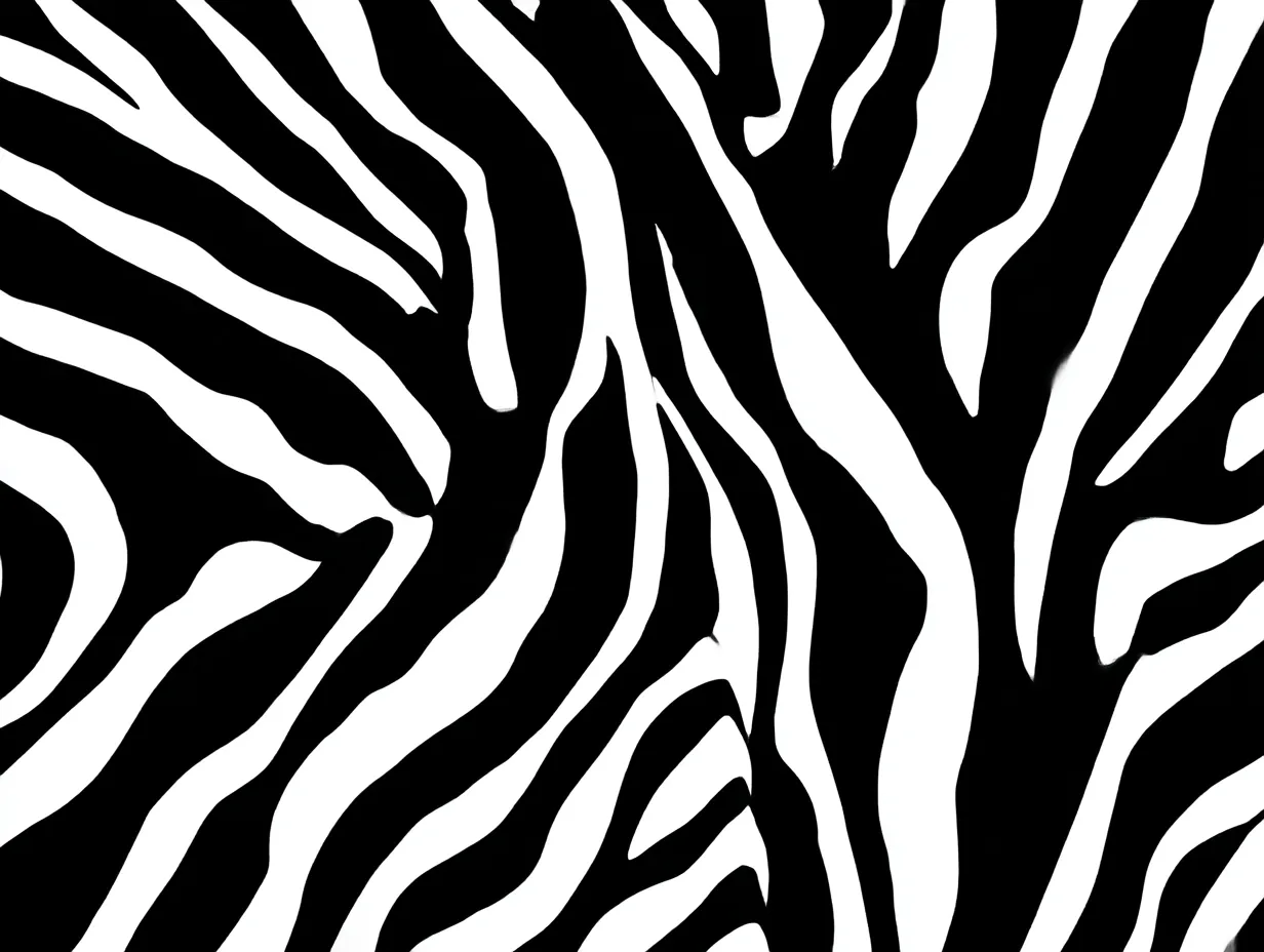 シマウマ柄のグラフィック模様｜極端にくっきりとした白黒のコントラストが映えるグラフィックなシマウマ柄。洗練されたシャープな印象とは裏腹に、その模様はかつて捕食者に見つかりやすかった子供時代の恐怖を隠しているようにも見える。
