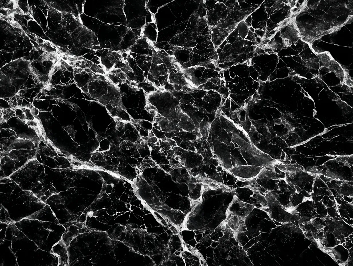 石テクスチャの黒大理石｜漆黒の中に複雑に走る白い筋が美しい高級感ある石テクスチャです。この模様は、贅沢な施設の装飾用として加工されながら、設計変更で取り除かれた過去を持ちます。