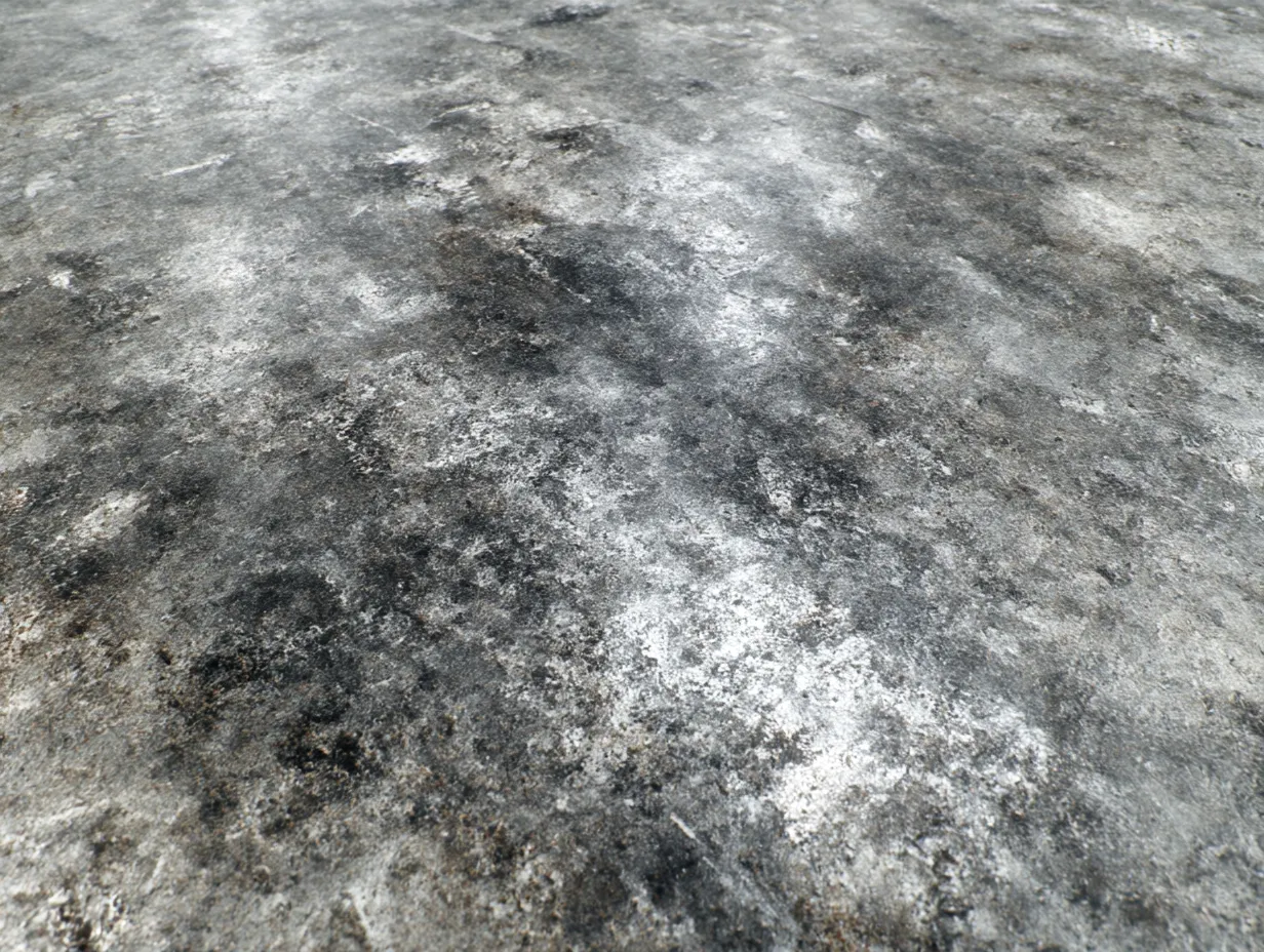 石テクスチャの焦げた床面｜灰と黒が混ざり合う焼け焦げたような石テクスチャ。焦げ跡のような模様は、かつて火災現場の床材として存在し、誰の記憶にも残らず消えた過去を映し出しています。
