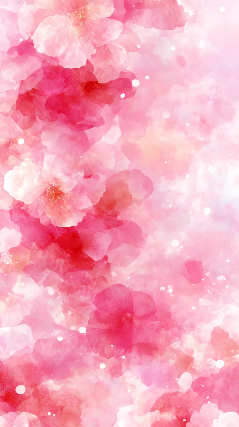 かわいいふわふわピンク壁紙 花びらの重なり｜透明感ある花びらが何層にも重なり合い、鮮やかなピンクの彩りで満たされている。花の柔らかいディテールと溶け合う背景が、かわいいふわふわピンク壁紙として華やかさと優雅さを兼ね備えている。